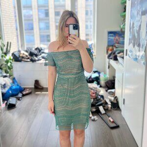 Stylestalker Teal Green Lace Off-Shoulder Dress – Size Small